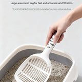 Blue Large-surface cat litter scoop—made of PP material, featuring a fine-mesh design and an ergonomic handle; 28 cm in length. Suitable for tofu litter and clumping litter; an easy-to-clean tool for clearing away pet waste