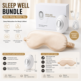 Winter Sleep Aid Bundle - White Handheld EMS Pulse Device with 15 Levels and Champagne gold Imitation Silk Eye Mask for Relaxation, Travel, and Night Rest In Australia - Darrahopens