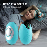 Winter Sleep Aid Bundle - White Handheld EMS Pulse Device with 15 Levels and Champagne gold Imitation Silk Eye Mask for Relaxation, Travel, and Night Rest