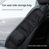 Black Universal Car Seat Side Storage Organizer - Oxford Cloth Mesh Hanging Bag with Zipper Pocket for Phone and Essentials, Slim Fit Auto Interior Tidy