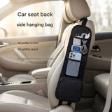 Black Universal Car Seat Side Storage Organizer - Oxford Cloth Mesh Hanging Bag with Zipper Pocket for Phone and Essentials, Slim Fit Auto Interior Tidy