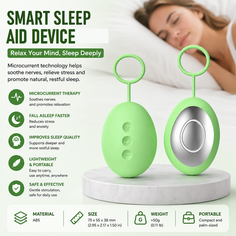 Green Portable Handheld Sleep Aid Device - CES Microcurrent Relaxation Tool with 5 Intensity Levels, USB-C Rechargeable ABS Shell for Stress Relief and Bedtime Routine In Australia - Darrahopens