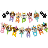 Blue Dog Birthday Party Decoration Set - Puppy Themed Banner, Adjustable Party Hat, Sequin Bow Tie and Bandana Scarf for Pet Celebration