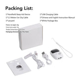 White Handheld CES Sleep Aid Device with Ear Clip - Dual Mode Microcurrent Relaxation, 3 Intensity Levels, USB Rechargeable, Portable Insomnia Relief for Home and Travel