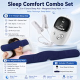 Home and Travel Sleep Aid Bundle - White Dual Mode CES Microcurrent Sleep Aid  Device and Blue Gravity Eye Mask, USB Rechargeable Handheld and Ear Clip Unit, 72cm Light Blocking Polyester Cover for Deep Rest and Travel In Australia - Darrahopens