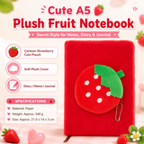 A5 Plush Fruit Notebook  with detachable Strawberrie-shaped coin purse — features a soft plush cover and 80 lined pages; a cute design perfect for school use or journaling In Australia - Darrahopens
