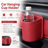 Red Universal Car Door Cup Holder - PU Leather Hanging Storage Organizer for Seat Back and Console side and Door storage compartment - Multi-Purpose Beverage Pocket with Secure Clip Design for Travel and Commute In Australia - Darrahopens