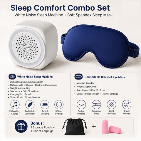 Soft Sleep Aid combination - White Noise Machine with 7-Colour Night Light and Blue Spandex Eye Mask, Portable Sound  and Complete shading environment for Better Rest In Australia - Darrahopens