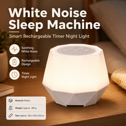 White Noise Sleep Aid Night Light - 7 Colour RGB Mood Lamp with Timer, Portable Bedside Table Lamp for Bedroom and Relaxation In Australia - Darrahopens