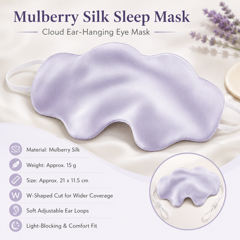 Purple Mulberry Silk Sleep Eye Mask - Cloud Shaped Blackout Blindfold with Adjustable Strap, Lightweight Travel and Nap Essential for Sensitive Skin In Australia - Darrahopens