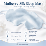 Blue Mulberry Silk Sleep Eye Mask - Cloud Shaped Blackout Blindfold with Adjustable Strap, Lightweight Travel and Nap Essential for Sensitive Skin In Australia - Darrahopens