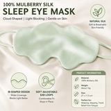 Green Mulberry Silk Sleep Eye Mask - Cloud Shaped Blackout Blindfold with Adjustable Strap, Lightweight Travel and Nap Essential for Sensitive Skin In Australia - Darrahopens