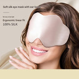 Black Mulberry Silk Sleep Eye Mask - Cloud Shaped Blackout Blindfold with Adjustable Strap, Lightweight Travel and Nap Essential for Sensitive Skin
