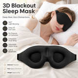 Black 3D Contoured Sleep Eye Mask - 360 Degree Blackout Blindfold with Adjustable Strap and Nose Wing Design for Side Sleepers, Travel and Nap In Australia - Darrahopens