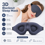 Grey 3D Contoured Sleep Eye Mask - 360 Degree Blackout Blindfold with Adjustable Strap and Nose Wing Design for Side Sleepers, Travel and Nap In Australia - Darrahopens