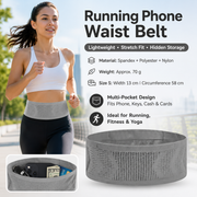 Grey S Size Running Waist Belt - High Stretch Spandex Nylon Blend, 360-Degree Storage Pocket, Breathable Mesh Design for Running and Gym Use In Australia - Darrahopens