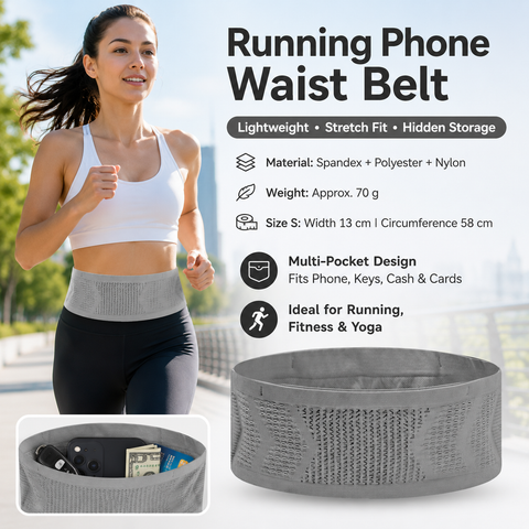Grey S Size Running Waist Belt - High Stretch Spandex Nylon Blend, 360-Degree Storage Pocket, Breathable Mesh Design for Running and Gym Use In Australia - Darrahopens