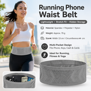 Grey M Size Running Waist Belt - High Stretch Spandex Nylon Blend, 360-Degree Storage Pocket, Breathable Mesh Design for Running and Gym Use In Australia - Darrahopens