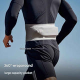 Grey L Size Running Waist Belt - High Stretch Spandex Nylon Blend, 360-Degree Storage Pocket, Breathable Mesh Design for Running and Gym Use