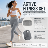 Comfortable Outdoor Sports Set-Grey S Size Running Waist Belt and Grey S Size High-Waisted Yoga Leggings  - Breathable Spandex Blend, Side Pockets for Phone and Keys, Lightweight Fitness Gear for Running and Gym In Australia - Darrahopens