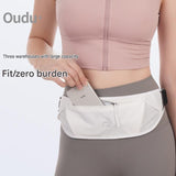 Grey Running Waist Pack—Made of waterproof nylon with an adjustable strap (fits waist sizes 60–110 cm); features a three-pocket design to store a phone and keys, includes reflective strips for safety during night runs, and is suitable for running, mountai