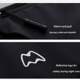 Black Running Waist Pack—Made of waterproof nylon with an adjustable strap (fits waist sizes 60–110 cm); features a three-pocket design to store a phone and keys, includes reflective strips for safety during night runs, and is suitable for running, mounta
