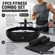 Dry and Breathable Sports combination-Black Running Waist Belt and Black 152*76cm and 80*40cm Microfiber Sports Towel Set - Waterproof Nylon Belt with Reflective Strips, Quick Dry Gym Towels for Fitness Running Swimming In Australia - Darrahopens