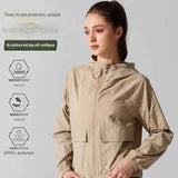 Pink L Size Women's Lightweight Hooded Windbreaker Jacket - Nylon, Waterproof, Windproof, Sun Protection, Loose Fit for Hiking, Running, Yoga and Outdoor Activities In Australia - Darrahopens