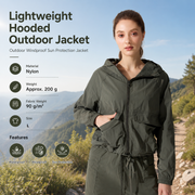 Green L Size Women's Lightweight Hooded Windbreaker Jacket - Nylon, Waterproof, Windproof, Sun Protection, Loose Fit for Hiking, Running, Yoga and Outdoor Activities In Australia - Darrahopens