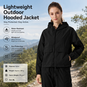 Black XL Size Women's Lightweight Hooded Windbreaker Jacket - Nylon, Waterproof, Windproof, Sun Protection, Loose Fit for Hiking, Running, Yoga and Outdoor Activities In Australia - Darrahopens