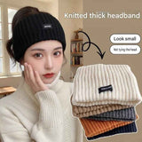Beige Women's Knitted Headkerchief- Soft Yarn Wide Ear Warmer Head Wrap, Stretchy Non-Slip Forehead Protector for Sports, Yoga, Postpartum Care and Winter Outdoor Activities In Australia - Darrahopens
