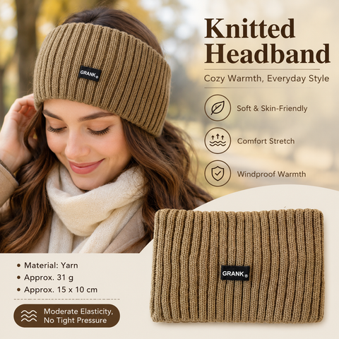 Khaki Women's Knitted Headkerchief- Soft Yarn Wide Ear Warmer Head Wrap, Stretchy Non-Slip Forehead Protector for Sports, Yoga, Postpartum Care and Winter Outdoor Activities In Australia - Darrahopens