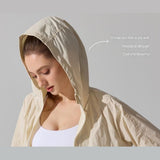 Women's Lightweight Outdoor Windproof and warm set - Black S Size Waterproof Windproof  Sun Protection Hooded Raincoat and Black Knitted Warm Headband Set for Hiking Travel Daily Wear