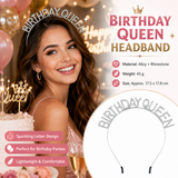 Silvery Birthday queen Rhinestone decorative headband - Alloy Letter Hair Accessory with Sparkling Crystals for Women and Girls, Party Photo Prop and Celebration Gift In Australia - Darrahopens