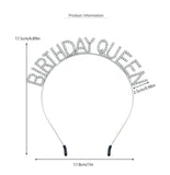 Silvery Birthday queen Rhinestone decorative headband - Alloy Letter Hair Accessory with Sparkling Crystals for Women and Girls, Party Photo Prop and Celebration Gift