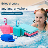 Blue Portable Quick Dry Towel with  Elephant Storage Box  - Microfiber Cooling Sports Sweat Towel with Silicone Case  for Gym Swimming Travel