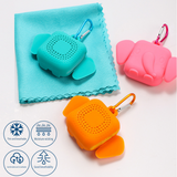 Red Portable Quick Dry Towel with  Elephant Storage Box  - Microfiber Cooling Sports Sweat Towel with Silicone Case  for Gym Swimming Travel