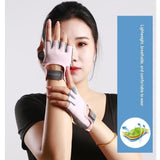 Pink M size Women's Half-Finger Fitness Gloves - Liquid Silicone Shock Absorption, Ice Silk Breathable Fabric, Non-Slip Grip for Gym Yoga Cycling Weight Training