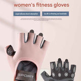 Grey L size Women's Half-Finger Fitness Gloves - Liquid Silicone Shock Absorption, Ice Silk Breathable Fabric, Non-Slip Grip for Gym Yoga Cycling Weight Training In Australia - Darrahopens