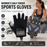 Black L size Women's Half-Finger Fitness Gloves - Liquid Silicone Shock Absorption, Ice Silk Breathable Fabric, Non-Slip Grip for Gym Yoga Cycling Weight Training In Australia - Darrahopens
