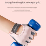 Black L size Women's Half-Finger Fitness Gloves - Liquid Silicone Shock Absorption, Ice Silk Breathable Fabric, Non-Slip Grip for Gym Yoga Cycling Weight Training