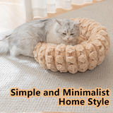 White 50cm with Heart-patterned jacquard Plush Round Pet Bed - Soft Donut Cat Bed, Warm Winter Dog Cushion for Anxiety Relief and Cozy Sleep, Durable Non-Slip Nest for Small to Medium Pets