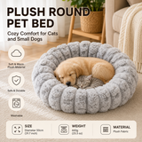 Grey 50cm with Heart-patterned jacquard Plush Round Pet Bed - Soft Donut Cat Bed, Warm Winter Dog Cushion for Anxiety Relief and Cozy Sleep, Durable Non-Slip Nest for Small to Medium Pets In Australia - Darrahopens