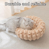 Coffee color 40cm with Heart-patterned jacquard Plush Round Pet Bed - Soft Donut Cat Bed, Warm Winter Dog Cushion for Anxiety Relief and Cozy Sleep, Durable Non-Slip Nest for Small to Medium Pets
