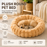 Yellow 40cm with Heart-patterned jacquard Plush Round Pet Bed - Soft Donut Cat Bed, Warm Winter Dog Cushion for Anxiety Relief and Cozy Sleep, Durable Non-Slip Nest for Small to Medium Pets