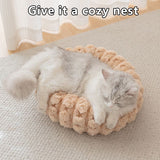 Yellow 40cm with Heart-patterned jacquard Plush Round Pet Bed - Soft Donut Cat Bed, Warm Winter Dog Cushion for Anxiety Relief and Cozy Sleep, Durable Non-Slip Nest for Small to Medium Pets