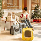 White Breathable Pet Carrier Backpack - Nylon Cat Travel Bag with Large Clear Window, 3-in-1 Carry Design for Cats Under 6kg and Small Dogs