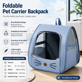 Blue Breathable Pet Carrier Backpack - Nylon Cat Travel Bag with Large Clear Window, 3-in-1 Carry Design for Cats Under 6kg and Small Dogs