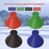 Green Multi-Function Car Windshield Ice Scraper - 4-in-1 Plastic Snow Removal Tool with Funnel Design, Lightweight Portable De-Icer for Winter Driving Safety
