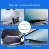 Blue Multi-Function Car Windshield Ice Scraper - 4-in-1 Plastic Snow Removal Tool with Funnel Design, Lightweight Portable De-Icer for Winter Driving Safety